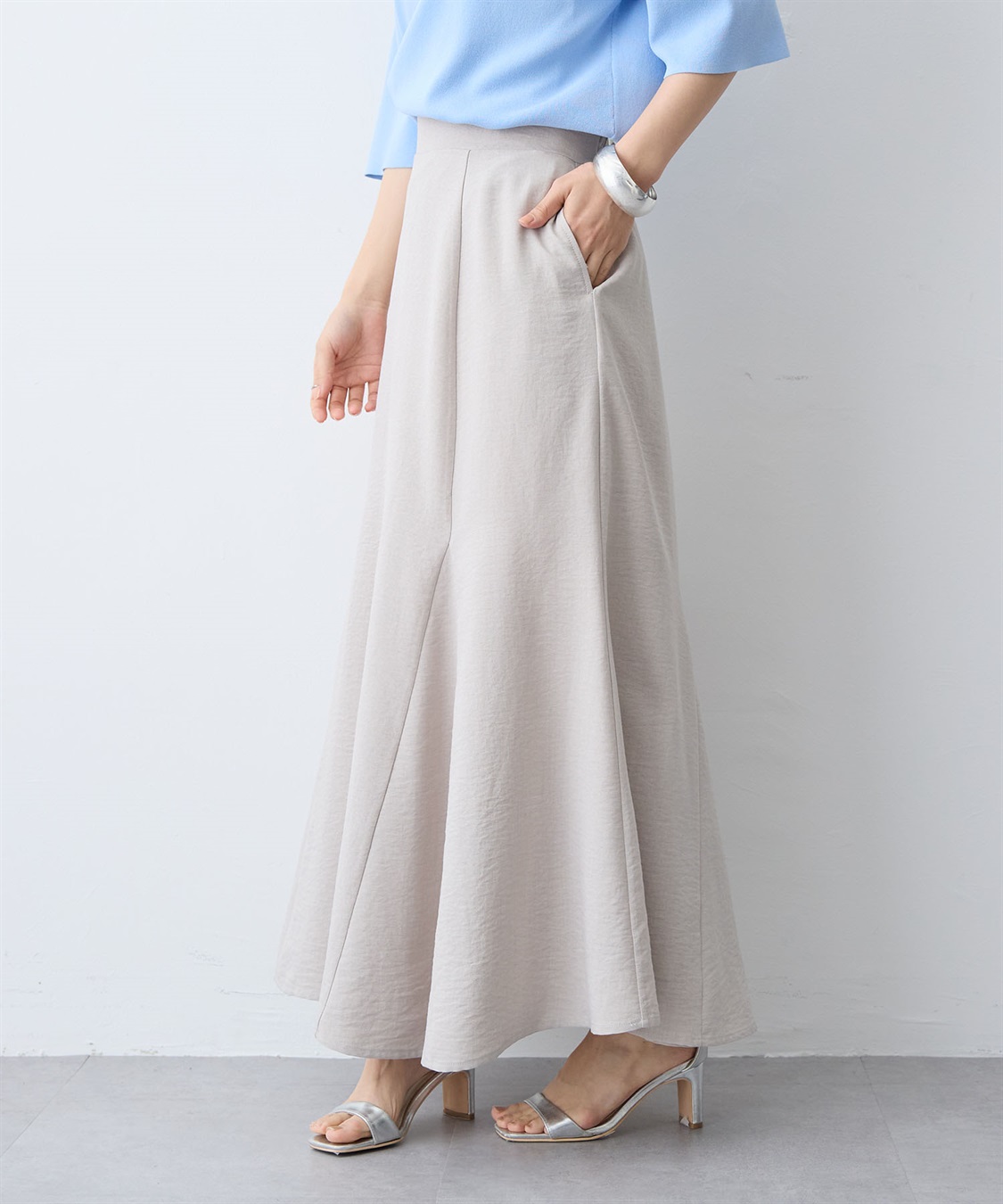 anyfee 【anyfee/大きいサイズ】リネン調マーメイドスカート《接触冷感 ・UVカット・イージーケア 》_sub_5