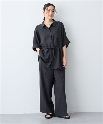 anyfee 【anyfee/大きいサイズ】リネン調ウエストドロストシャツブラウス《接触冷感 ・UVカット・イージーケア 》（2026SS）_subthumb_6