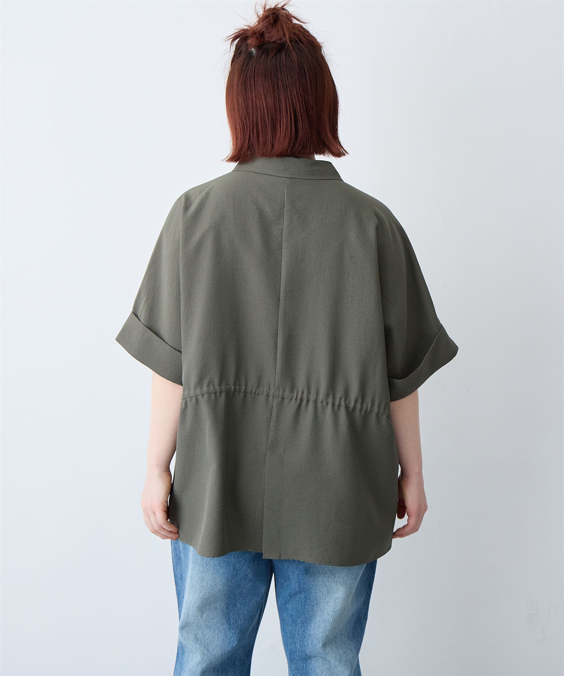 anyfee 【anyfee/大きいサイズ】リネン調ウエストドロストシャツブラウス《接触冷感 ・UVカット・イージーケア 》（2026SS）_sub_11
