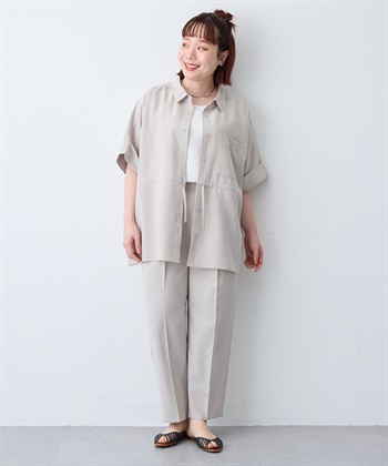 anyfee 【anyfee/大きいサイズ】リネン調ウエストドロストシャツブラウス《接触冷感 ・UVカット・イージーケア 》（2026SS）_subthumb_16