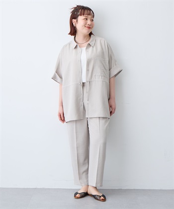 anyfee 【anyfee/大きいサイズ】リネン調ウエストドロストシャツブラウス《接触冷感 ・UVカット・イージーケア 》（2026SS）_subthumb_17