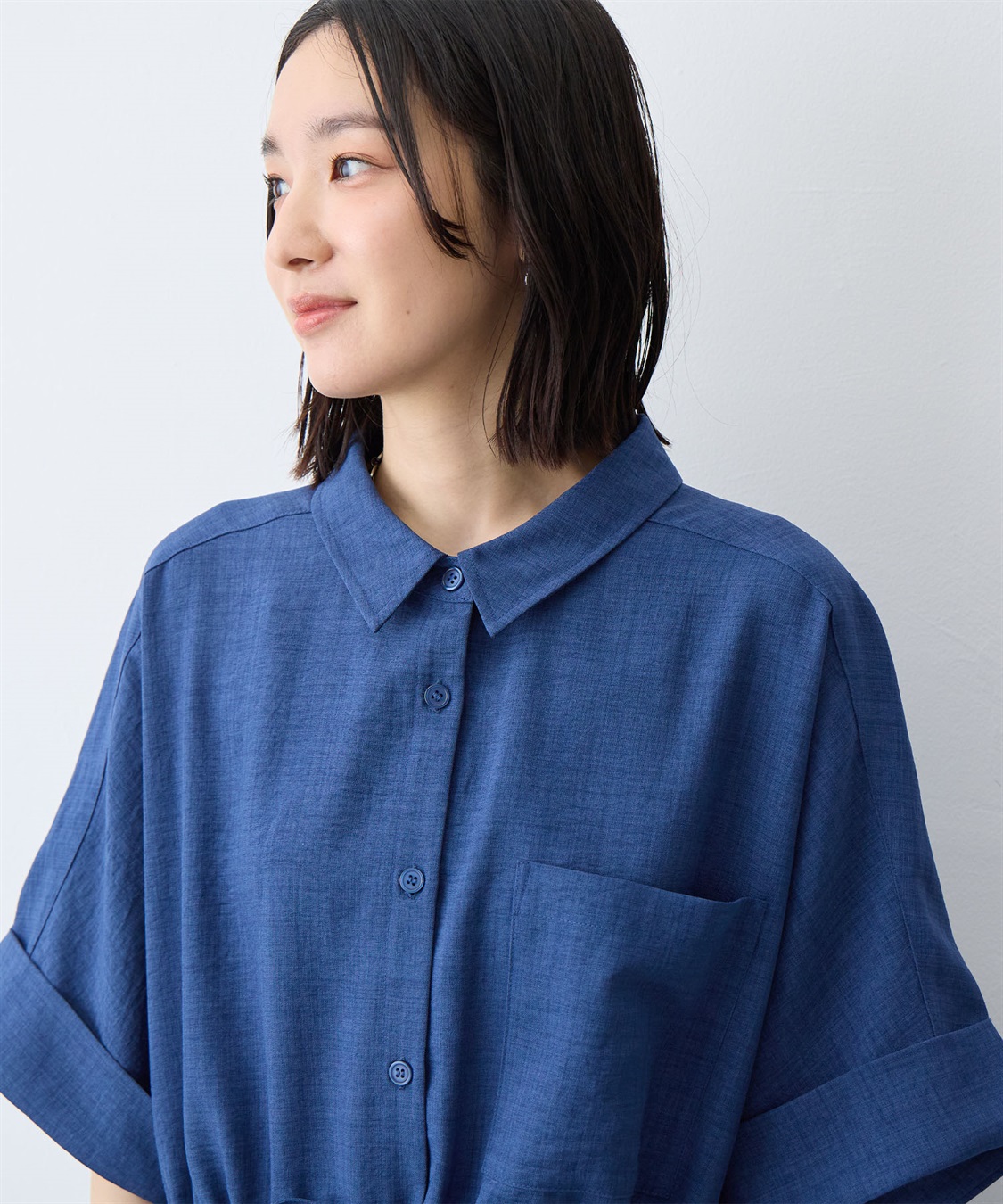 anyfee 【anyfee/大きいサイズ】リネン調ウエストドロストシャツブラウス《接触冷感 ・UVカット・イージーケア 》（2026SS）_sub_23