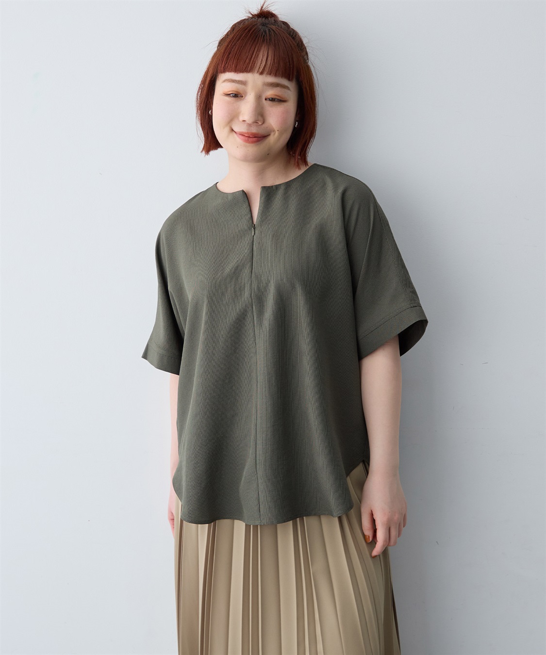 anyfee 【anyfee/大きいサイズ】リネン調ジップ付Tブラウス《接触冷感 ・UVカット・イージーケア 》_sub_11