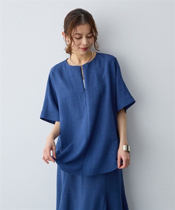 anyfee 【anyfee/大きいサイズ】リネン調ジップ付Tブラウス《接触冷感 ・UVカット・イージーケア 》_subthumb_16