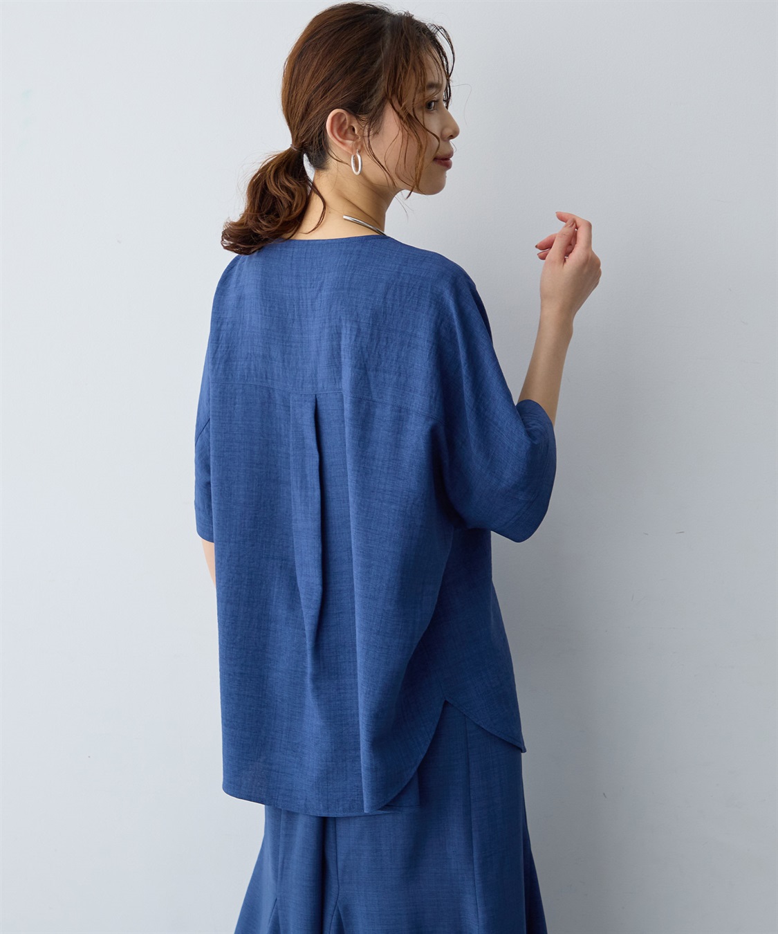 anyfee 【anyfee/大きいサイズ】リネン調ジップ付Tブラウス《接触冷感 ・UVカット・イージーケア 》_sub_20