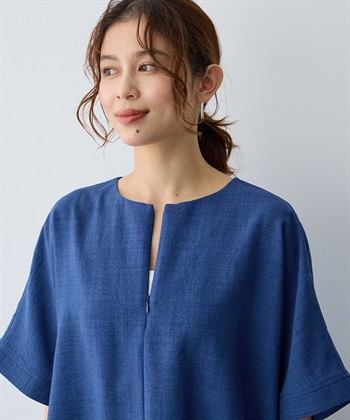 anyfee 【anyfee/大きいサイズ】リネン調ジップ付Tブラウス《接触冷感 ・UVカット・イージーケア 》_subthumb_21