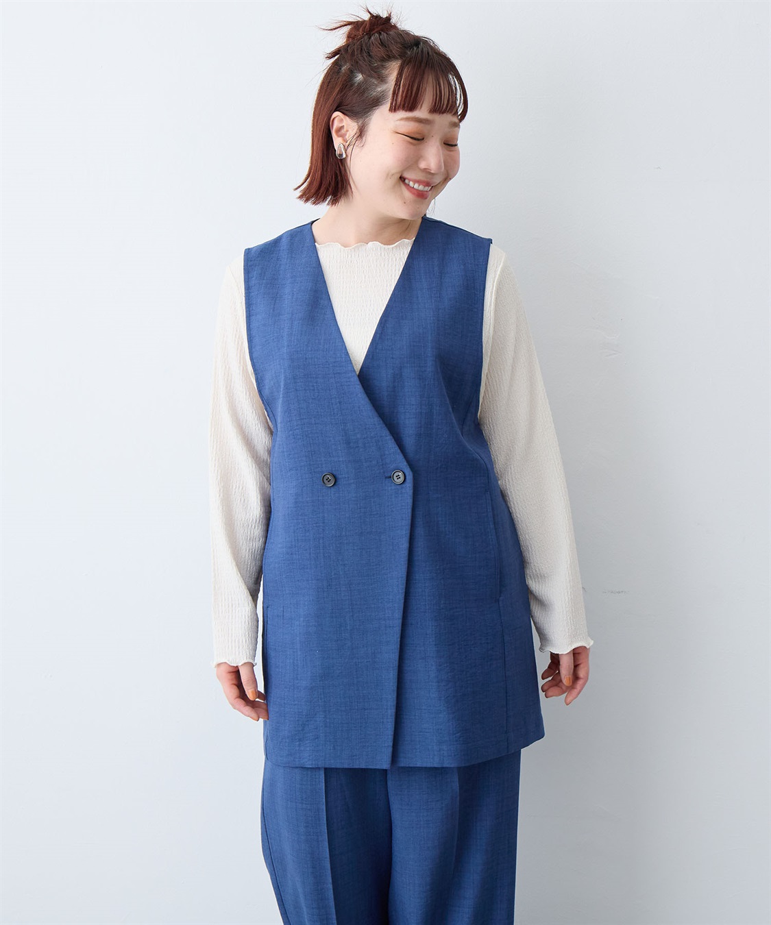 anyfee 【anyfee/大きいサイズ】リネン調ジレ/ベスト《接触冷感 ・UVカット・イージーケア 》（2026SS）_sub_3