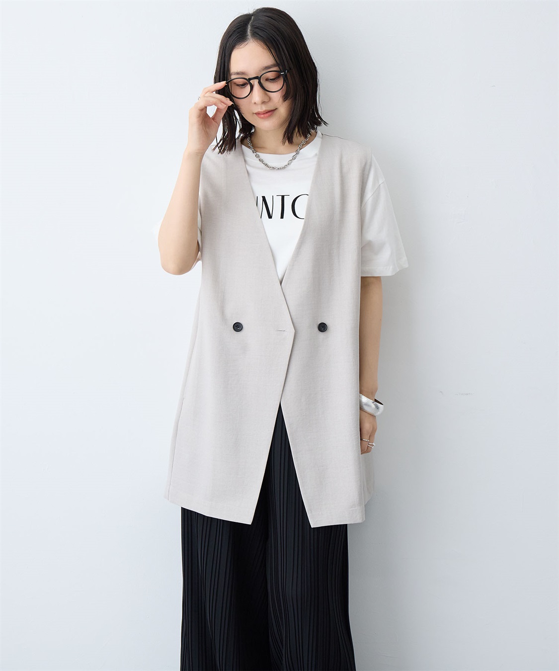 anyfee 【anyfee/大きいサイズ】リネン調ジレ/ベスト《接触冷感 ・UVカット・イージーケア 》（2026SS）_sub_4