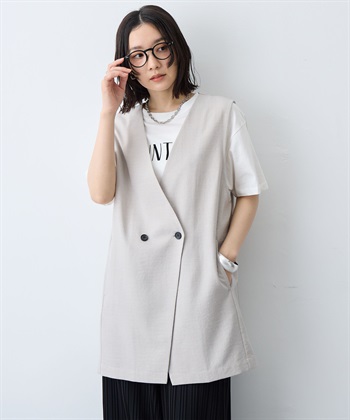 anyfee 【anyfee/大きいサイズ】リネン調ジレ/ベスト《接触冷感 ・UVカット・イージーケア 》（2026SS）_subthumb_5