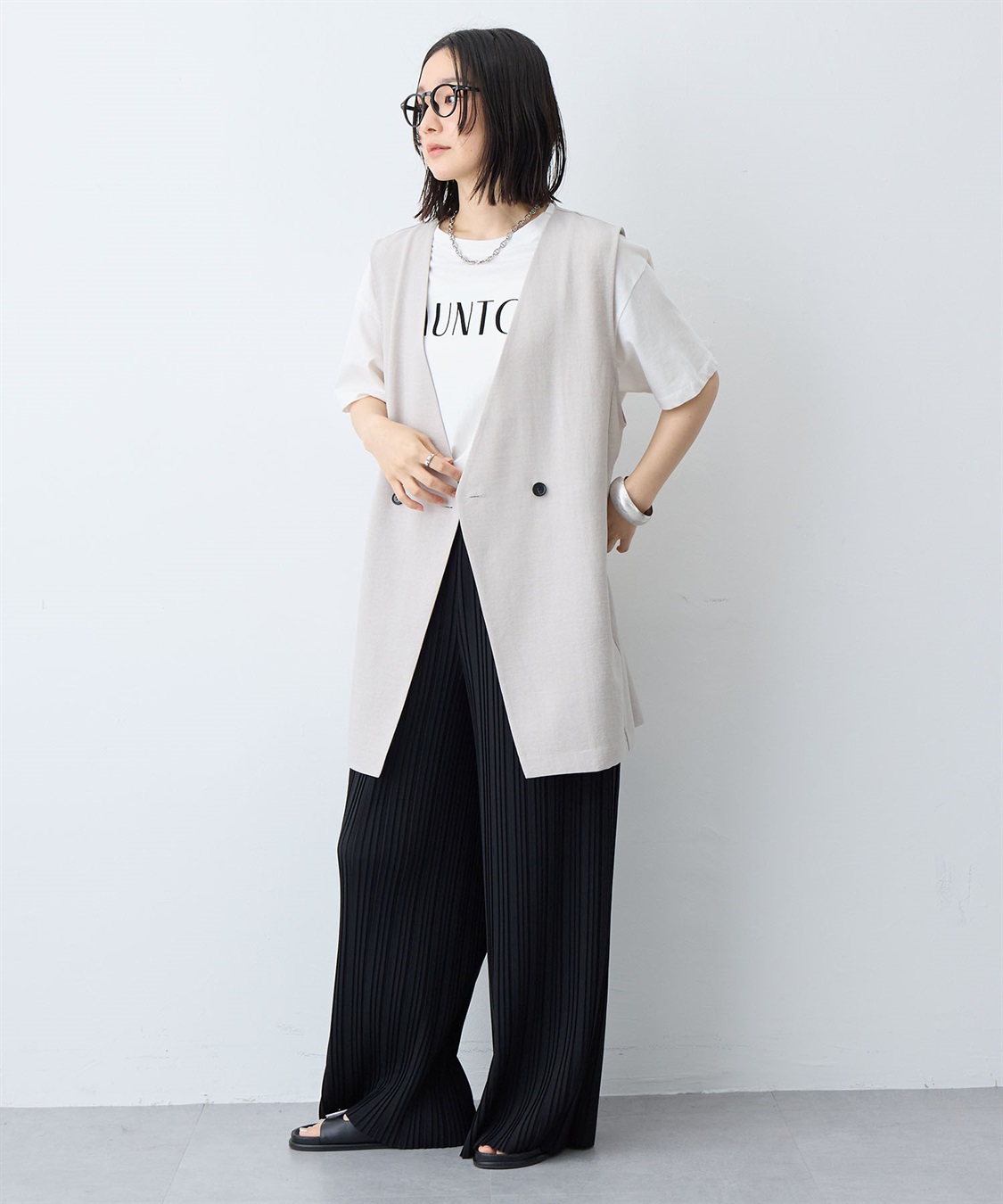 anyfee 【anyfee/大きいサイズ】リネン調ジレ/ベスト《接触冷感 ・UVカット・イージーケア 》（2026SS）_sub_7