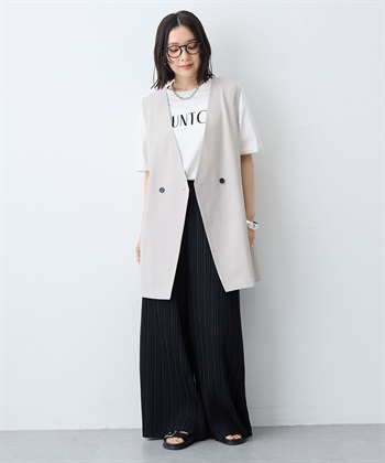 anyfee 【anyfee/大きいサイズ】リネン調ジレ/ベスト《接触冷感 ・UVカット・イージーケア 》（2026SS）_subthumb_8