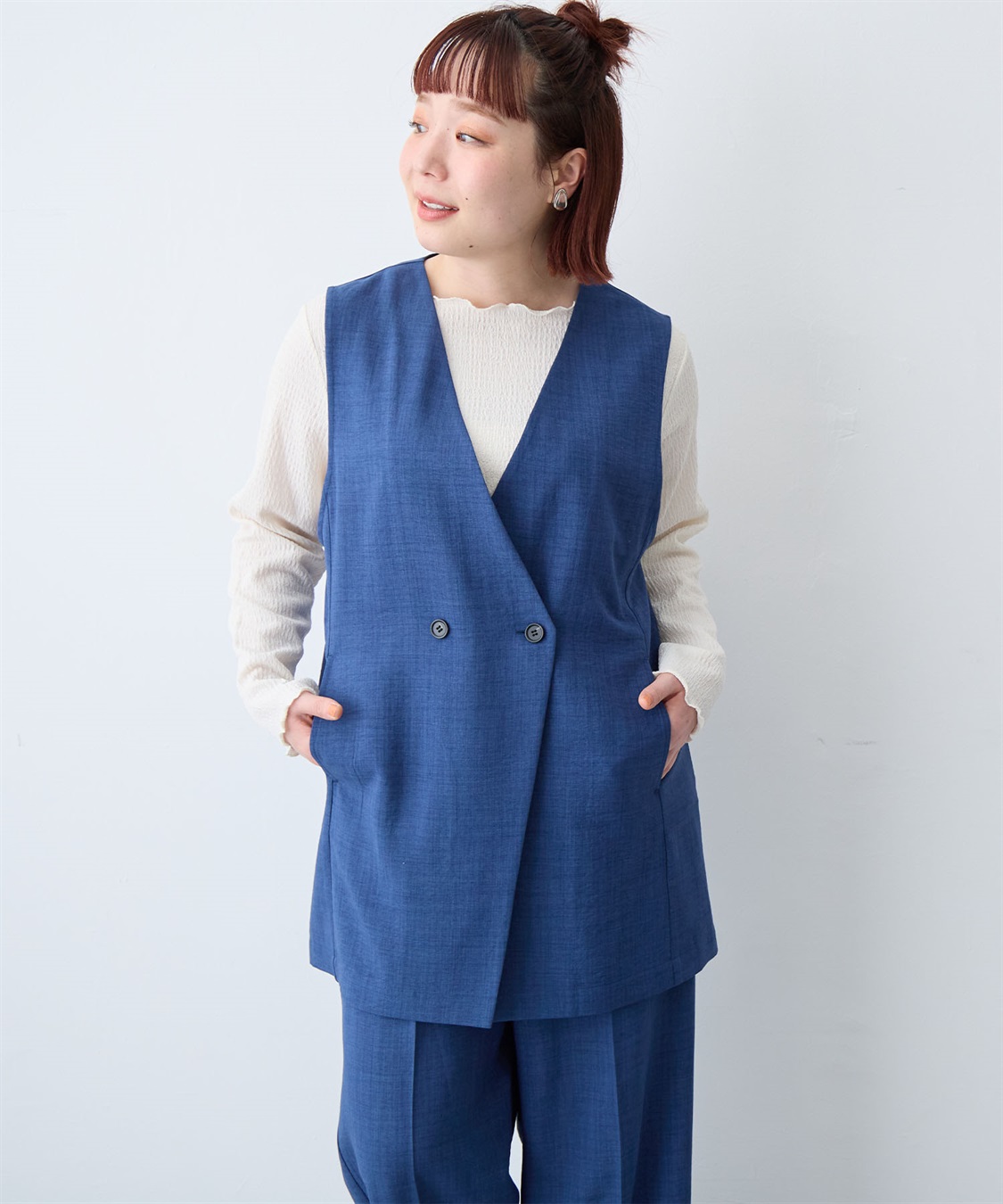 anyfee 【anyfee/大きいサイズ】リネン調ジレ/ベスト《接触冷感 ・UVカット・イージーケア 》（2026SS）_sub_24