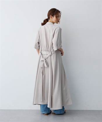 anyfee 【anyfee/大きいサイズ】リネン調サファリシャツワンピース《接触冷感 ・UVカット・イージーケア 》_subthumb_7