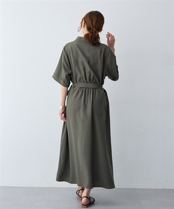 anyfee 【anyfee/大きいサイズ】リネン調サファリシャツワンピース《接触冷感 ・UVカット・イージーケア 》_subthumb_11