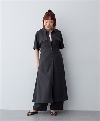 anyfee 【anyfee/大きいサイズ】リネン調サファリシャツワンピース《接触冷感 ・UVカット・イージーケア 》_subthumb_12