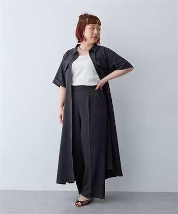 anyfee 【anyfee/大きいサイズ】リネン調サファリシャツワンピース《接触冷感 ・UVカット・イージーケア 》_subthumb_15