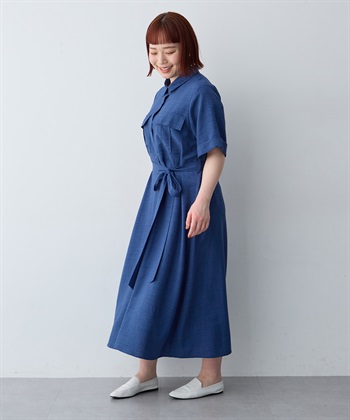 anyfee 【anyfee/大きいサイズ】リネン調サファリシャツワンピース《接触冷感 ・UVカット・イージーケア 》_subthumb_18