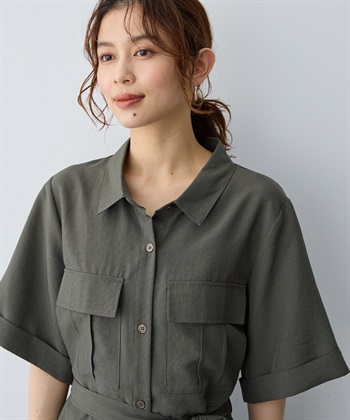 anyfee 【anyfee/大きいサイズ】リネン調サファリシャツワンピース《接触冷感 ・UVカット・イージーケア 》_subthumb_20