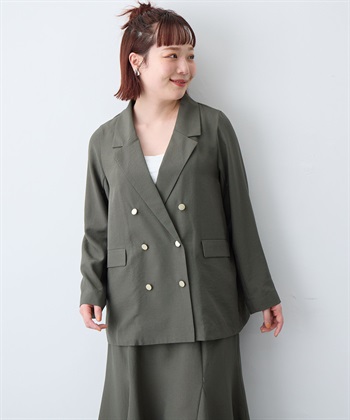 anyfee 【anyfee/大きいサイズ】リネン調バックスリットテーラードジャケット《接触冷感 ・UVカット・イージーケア 》（2026SS）_subthumb_1