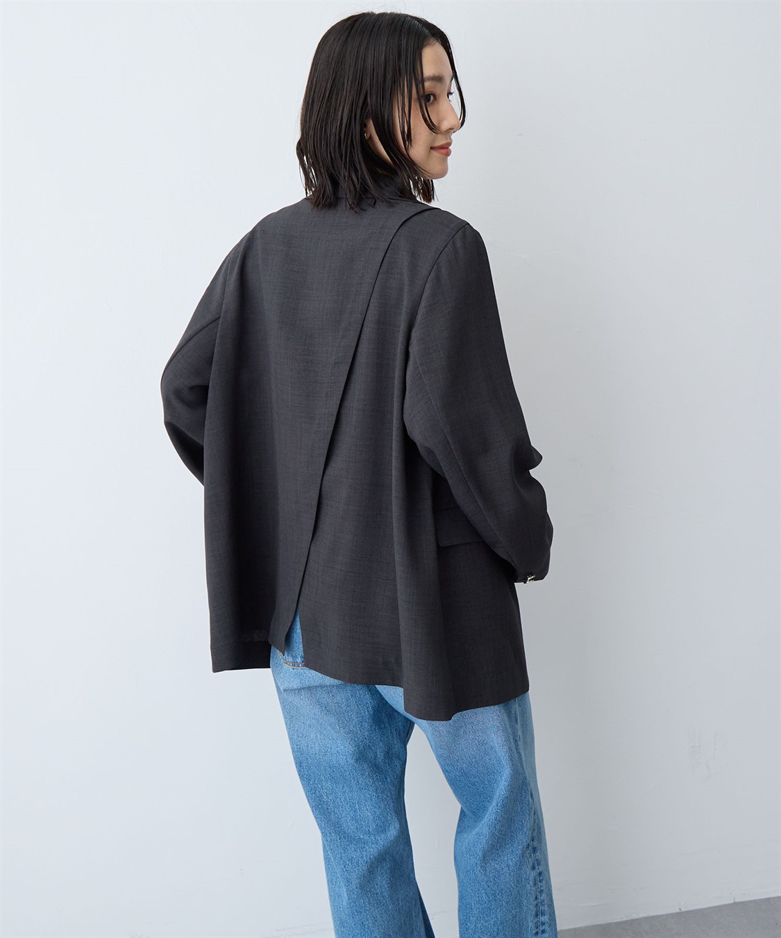 anyfee 【anyfee/大きいサイズ】リネン調バックスリットテーラードジャケット《接触冷感 ・UVカット・イージーケア 》（2026SS）_sub_6