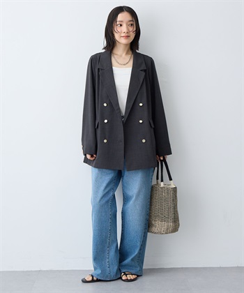 anyfee 【anyfee/大きいサイズ】リネン調バックスリットテーラードジャケット《接触冷感 ・UVカット・イージーケア 》（2026SS）_subthumb_7