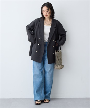 anyfee 【anyfee/大きいサイズ】リネン調バックスリットテーラードジャケット《接触冷感 ・UVカット・イージーケア 》（2026SS）_subthumb_8