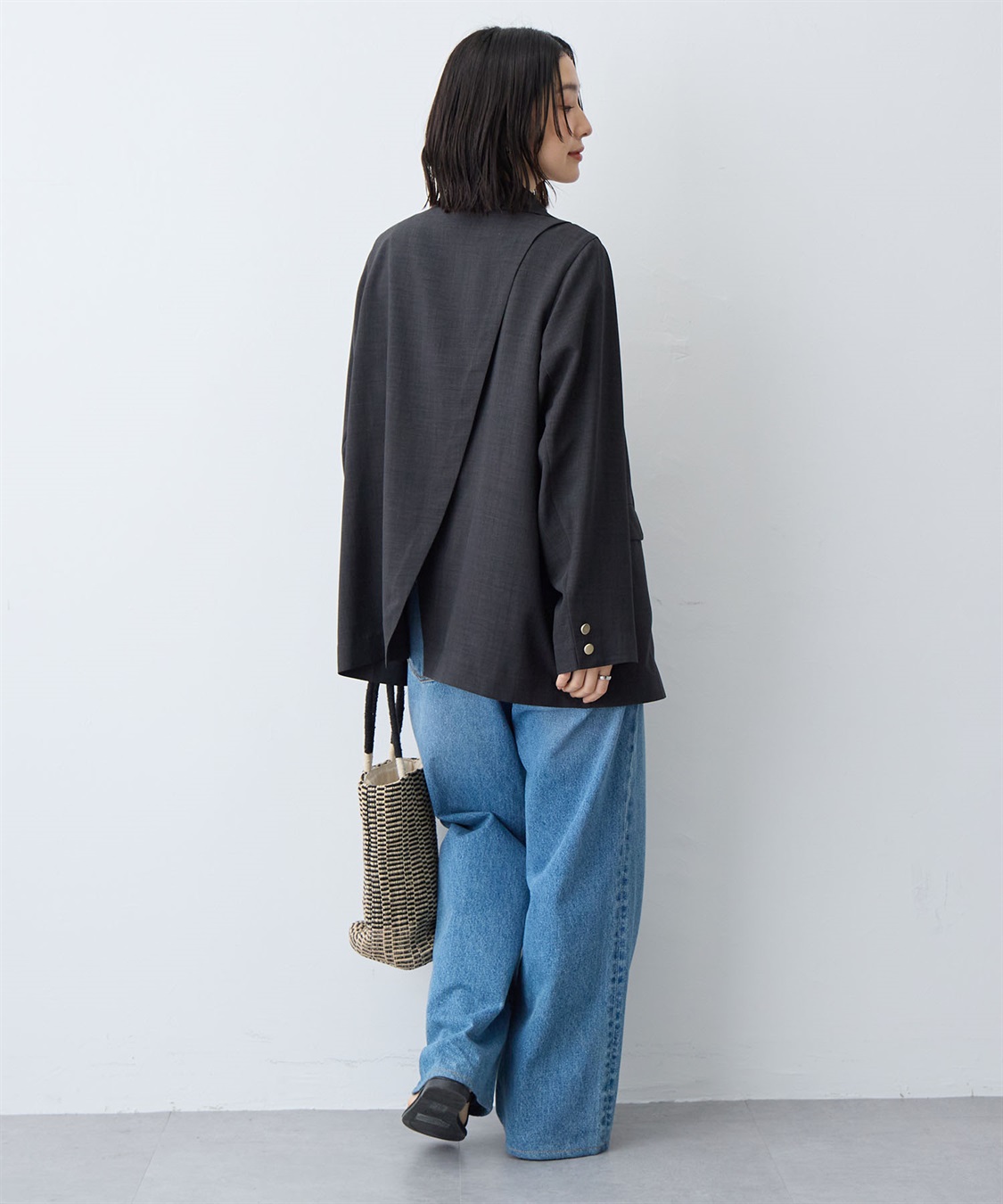 anyfee 【anyfee/大きいサイズ】リネン調バックスリットテーラードジャケット《接触冷感 ・UVカット・イージーケア 》（2026SS）_sub_9