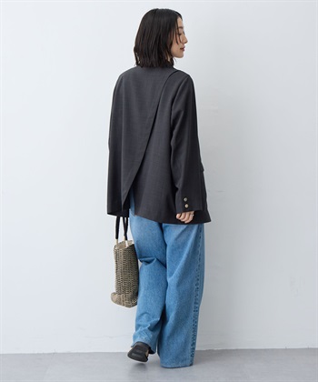 anyfee 【anyfee/大きいサイズ】リネン調バックスリットテーラードジャケット《接触冷感 ・UVカット・イージーケア 》（2026SS）_subthumb_9