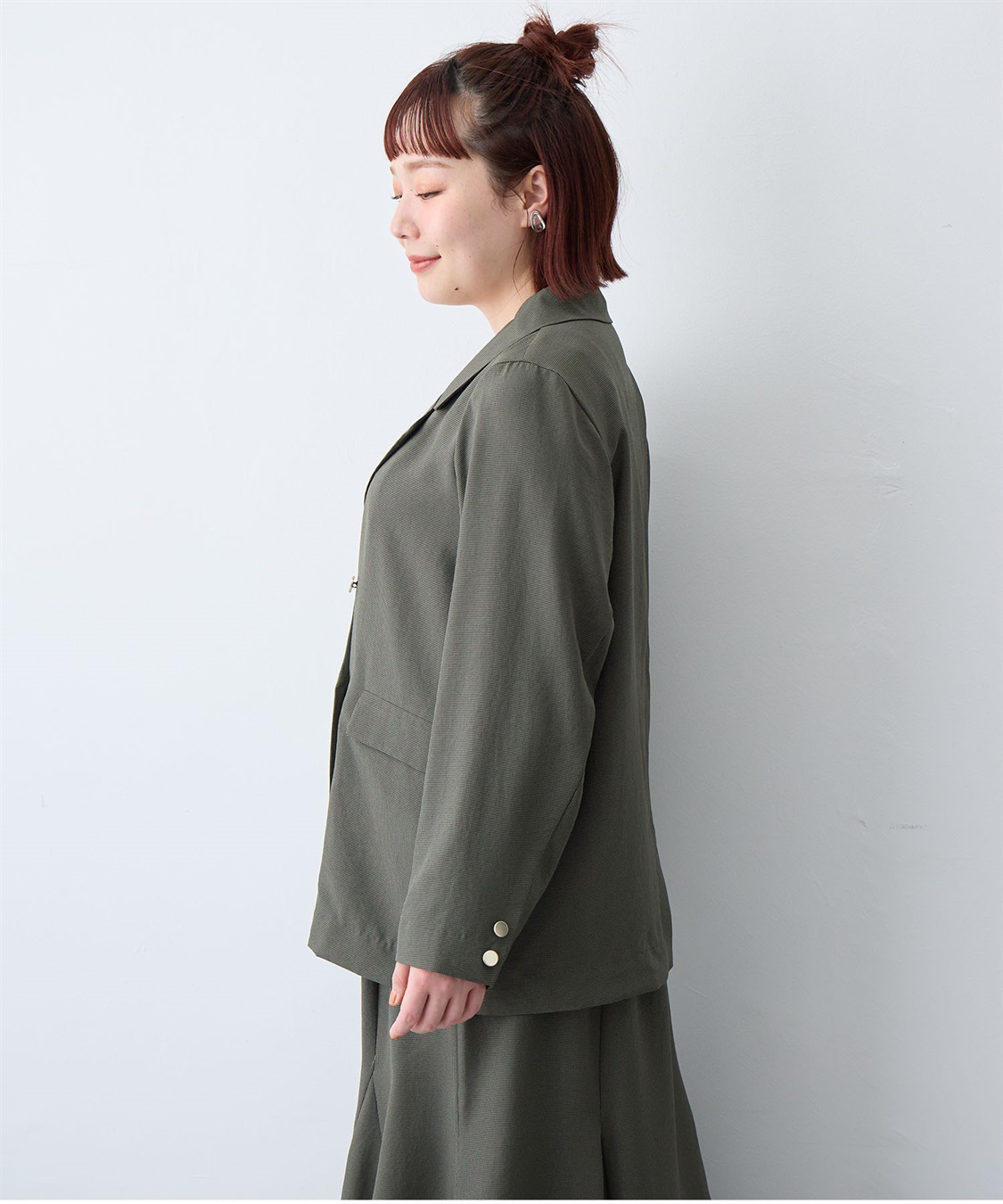 anyfee 【anyfee/大きいサイズ】リネン調バックスリットテーラードジャケット《接触冷感 ・UVカット・イージーケア 》（2026SS）_sub_12