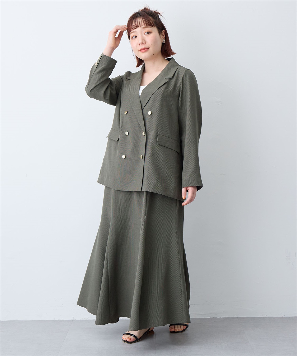 anyfee 【anyfee/大きいサイズ】リネン調バックスリットテーラードジャケット《接触冷感 ・UVカット・イージーケア 》（2026SS）_sub_13