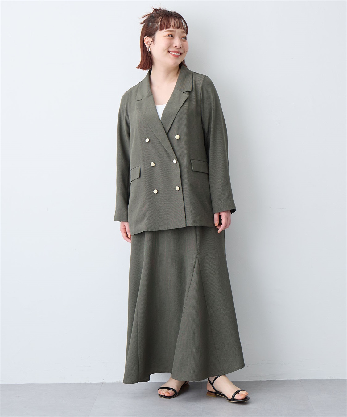 anyfee 【anyfee/大きいサイズ】リネン調バックスリットテーラードジャケット《接触冷感 ・UVカット・イージーケア 》（2026SS）_sub_14