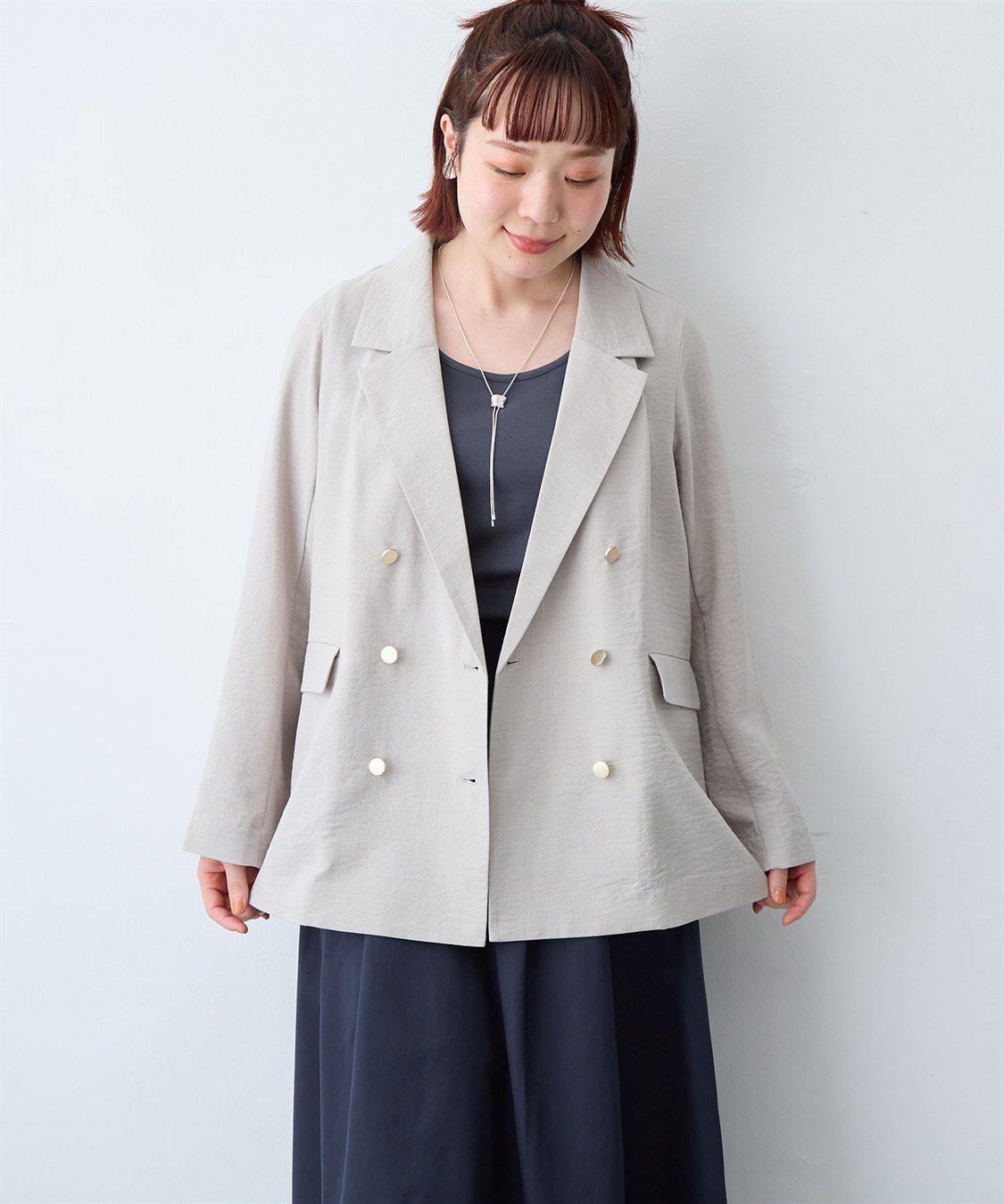 anyfee 【anyfee/大きいサイズ】リネン調バックスリットテーラードジャケット《接触冷感 ・UVカット・イージーケア 》（2026SS）_sub_15