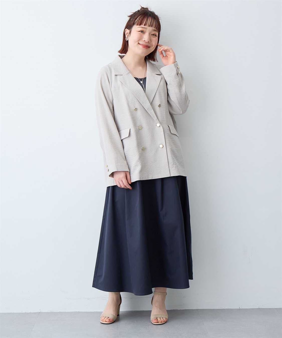 anyfee 【anyfee/大きいサイズ】リネン調バックスリットテーラードジャケット《接触冷感 ・UVカット・イージーケア 》（2026SS）_sub_21