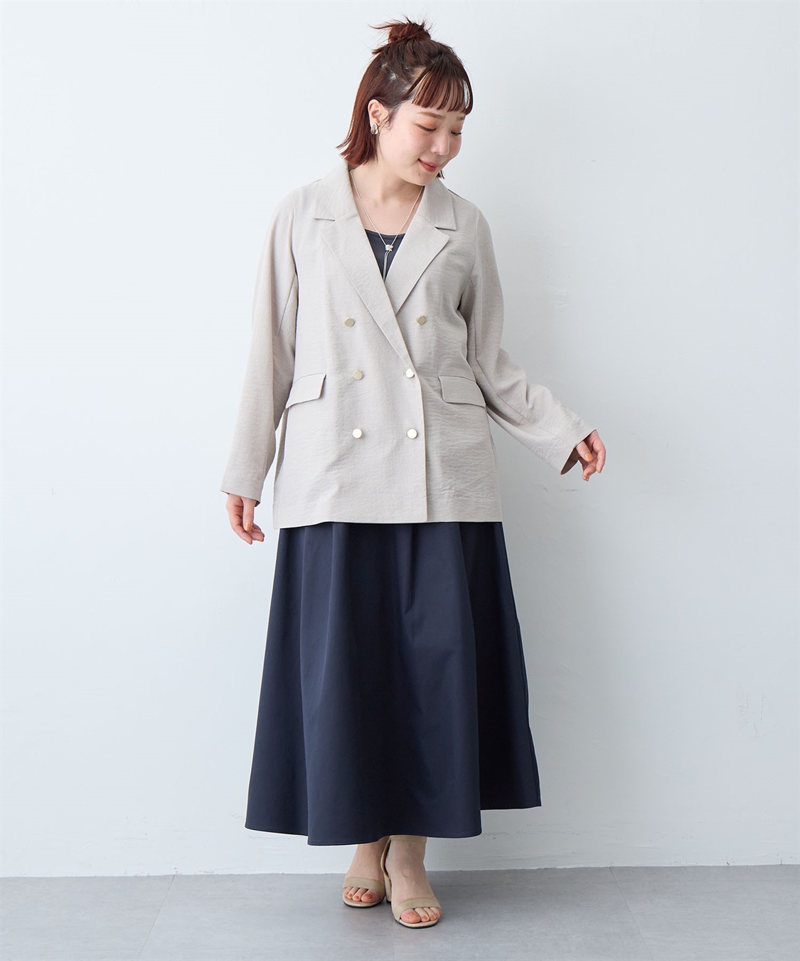 anyfee 【anyfee/大きいサイズ】リネン調バックスリットテーラードジャケット《接触冷感 ・UVカット・イージーケア 》（2026SS）_sub_22