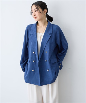 anyfee 【anyfee/大きいサイズ】リネン調バックスリットテーラードジャケット《接触冷感 ・UVカット・イージーケア 》（2026SS）_subthumb_24