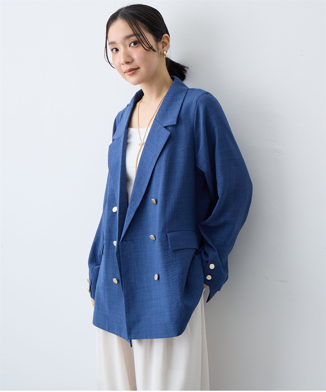 anyfee 【anyfee/大きいサイズ】リネン調バックスリットテーラードジャケット《接触冷感 ・UVカット・イージーケア 》（2026SS）_sub_25