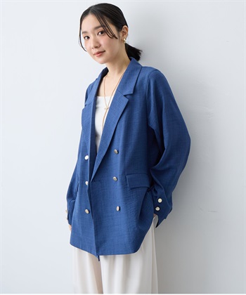 anyfee 【anyfee/大きいサイズ】リネン調バックスリットテーラードジャケット《接触冷感 ・UVカット・イージーケア 》（2026SS）_subthumb_25