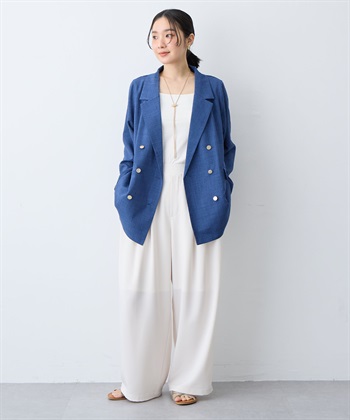 anyfee 【anyfee/大きいサイズ】リネン調バックスリットテーラードジャケット《接触冷感 ・UVカット・イージーケア 》（2026SS）_subthumb_26