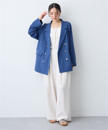 anyfee 【anyfee/大きいサイズ】リネン調バックスリットテーラードジャケット《接触冷感 ・UVカット・イージーケア 》（2026SS）_subthumb_27