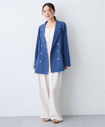 anyfee 【anyfee/大きいサイズ】リネン調バックスリットテーラードジャケット《接触冷感 ・UVカット・イージーケア 》（2026SS）_subthumb_28