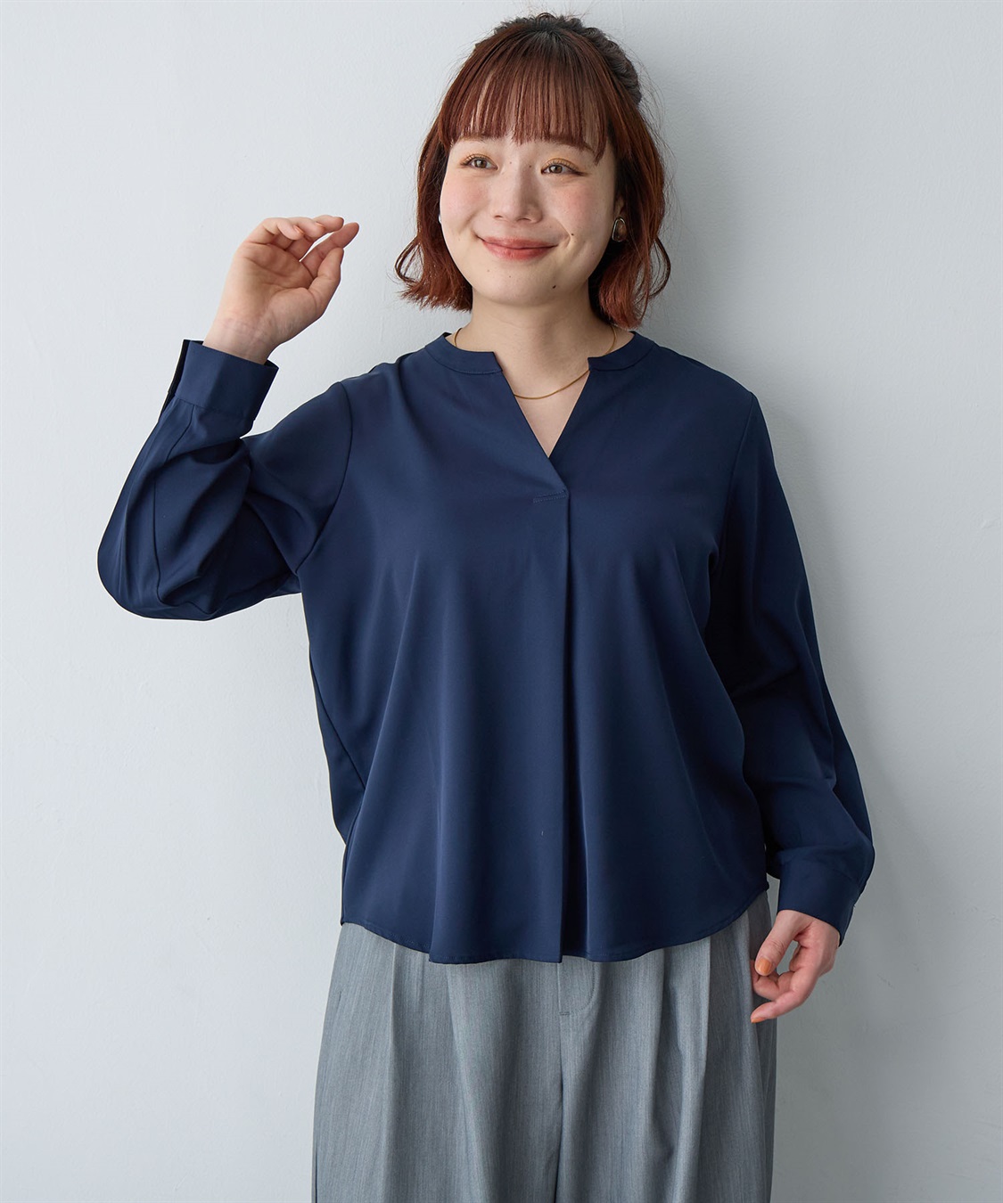 Life Style by cross marche 【anyfee/大きいサイズ】とろみスキッパーブラウスチュニック_sub_2