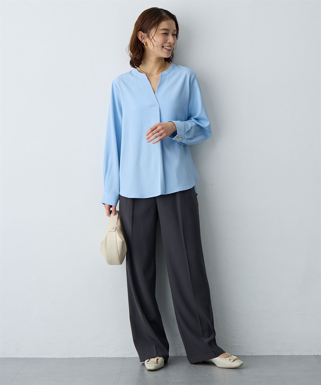 Life Style by cross marche 【anyfee/大きいサイズ】とろみスキッパーブラウスチュニック_sub_3