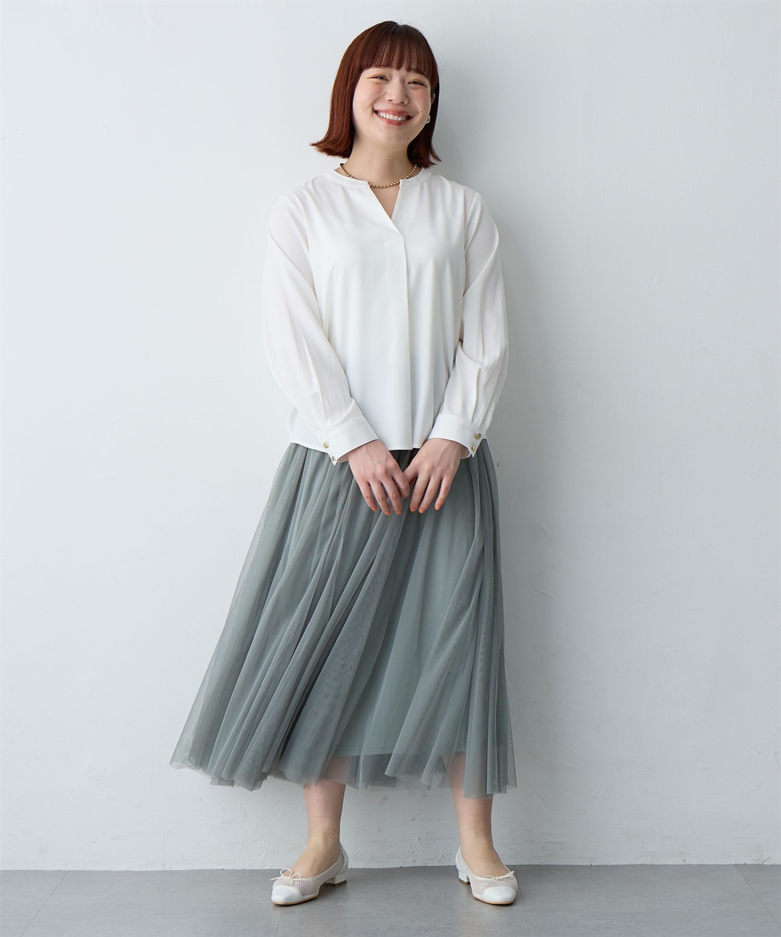 Life Style by cross marche 【anyfee/大きいサイズ】とろみスキッパーブラウスチュニック_sub_4