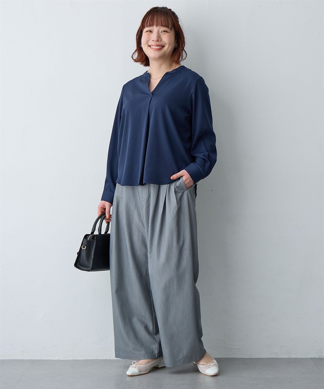 Life Style by cross marche 【anyfee/大きいサイズ】とろみスキッパーブラウスチュニック_sub_5