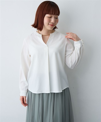 Life Style by cross marche 【anyfee/大きいサイズ】とろみスキッパーブラウスチュニック_subthumb_6