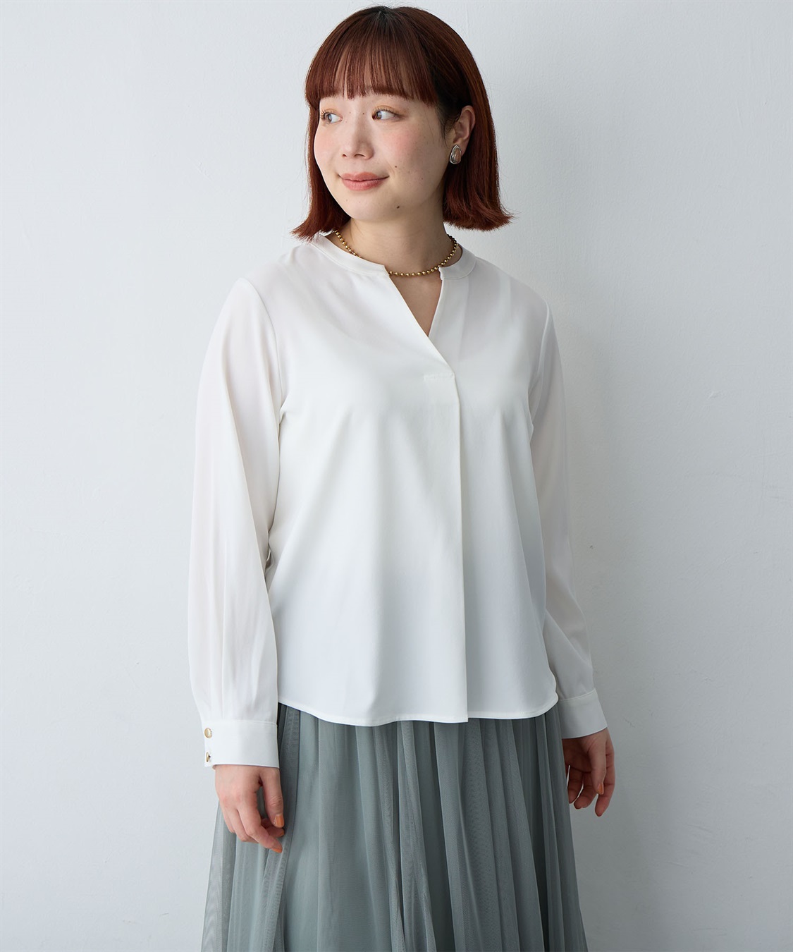 Life Style by cross marche 【anyfee/大きいサイズ】とろみスキッパーブラウスチュニック_sub_7