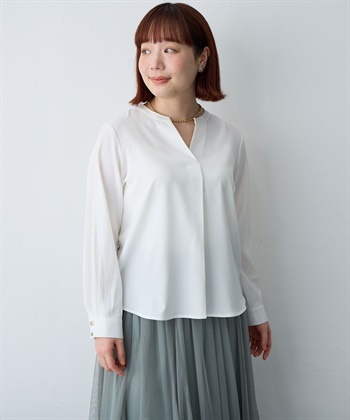 Life Style by cross marche 【anyfee/大きいサイズ】とろみスキッパーブラウスチュニック_subthumb_7