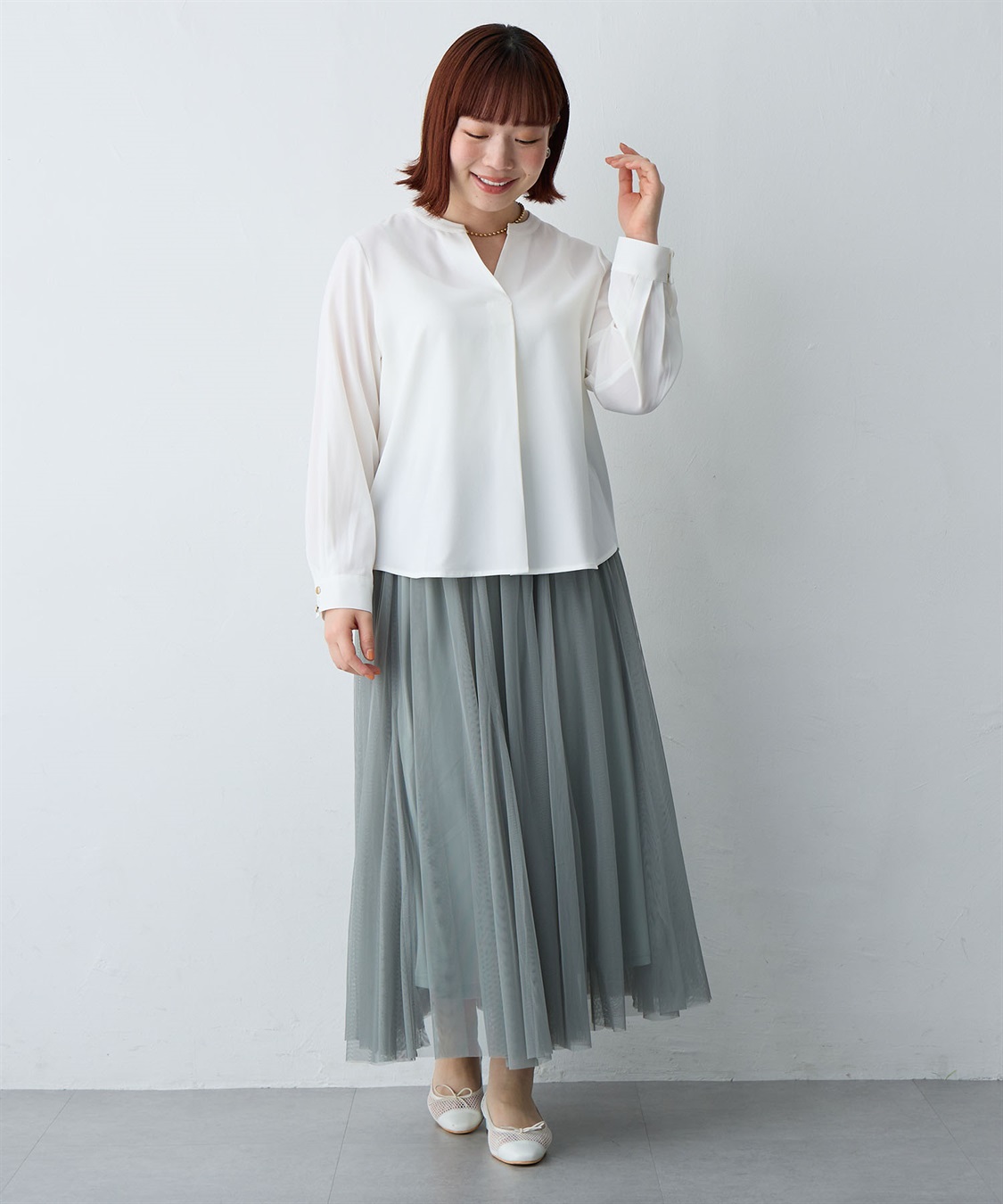 Life Style by cross marche 【anyfee/大きいサイズ】とろみスキッパーブラウスチュニック_sub_10