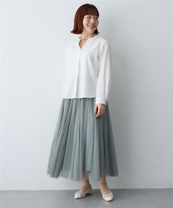 Life Style by cross marche 【anyfee/大きいサイズ】とろみスキッパーブラウスチュニック_subthumb_11