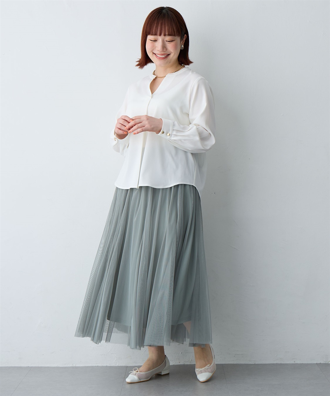 Life Style by cross marche 【anyfee/大きいサイズ】とろみスキッパーブラウスチュニック_sub_12